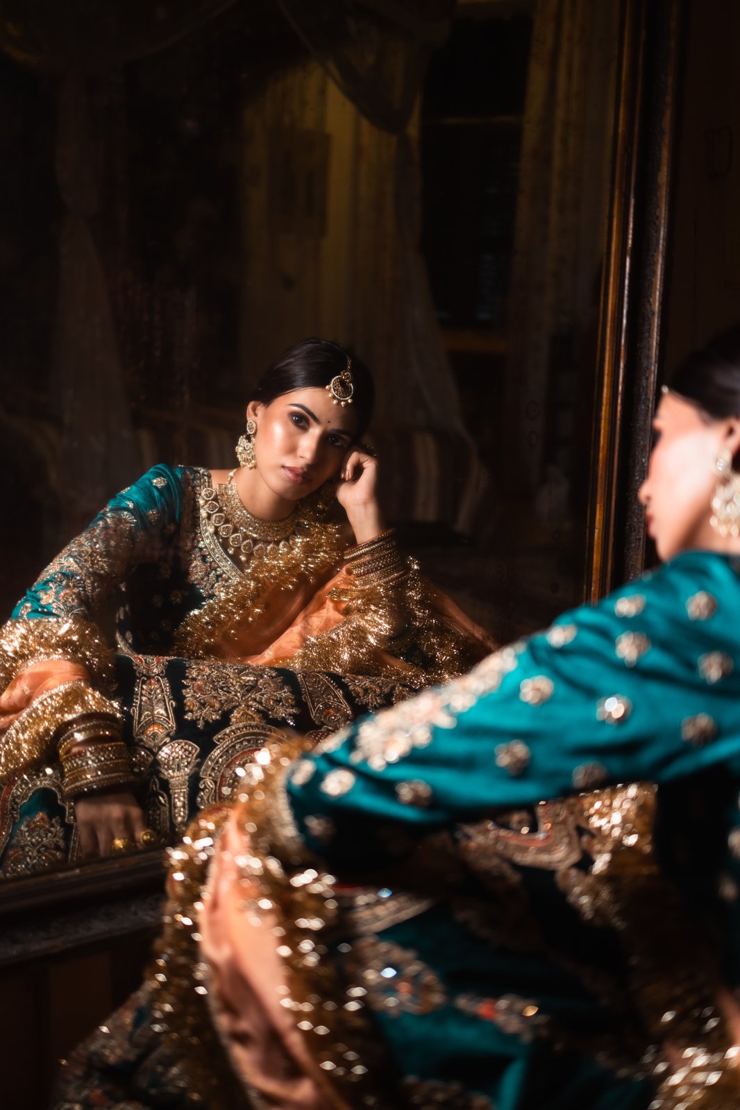 Bride at mirror